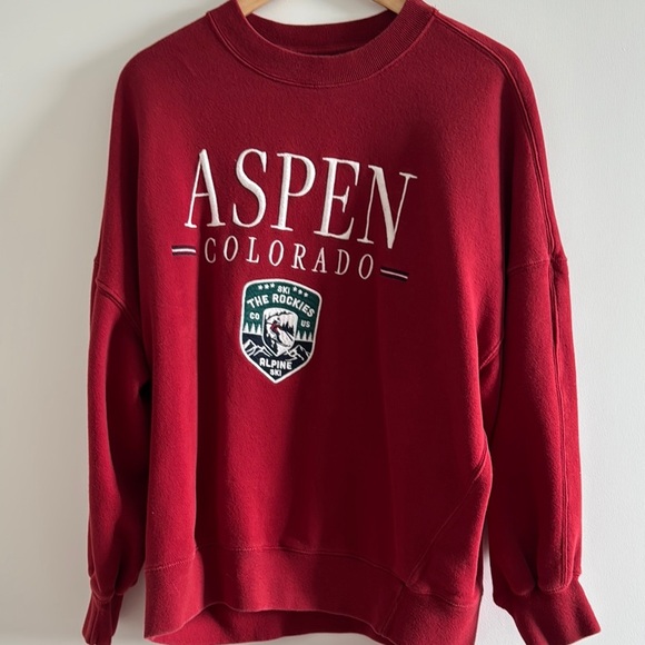 Abercrombie & Fitch Red Crew Neck Sweatshirt - Picture 2 of 4